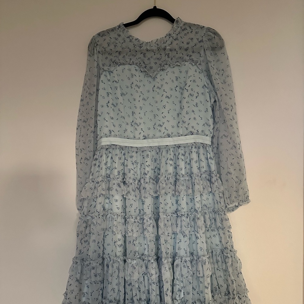 Ivy City Co Light Blue Floral Tiered Dress